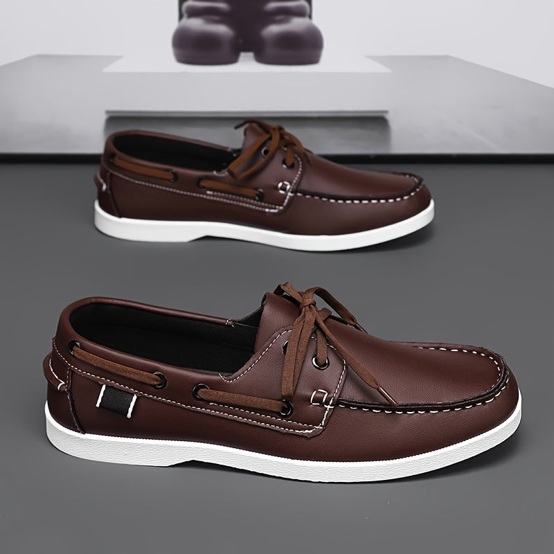 Men's Boat Shoe | Leather Lace-Up Contrast Toe