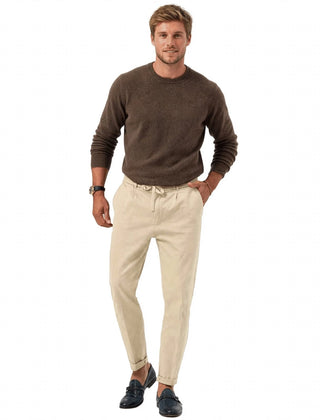 Men's Linen Pants | Drawstring Waist Relaxed Fit Tapered Leg