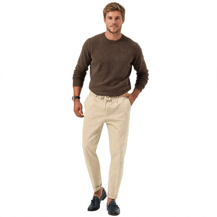 Men's Linen Pants | Drawstring Waist Relaxed Fit Tapered Leg