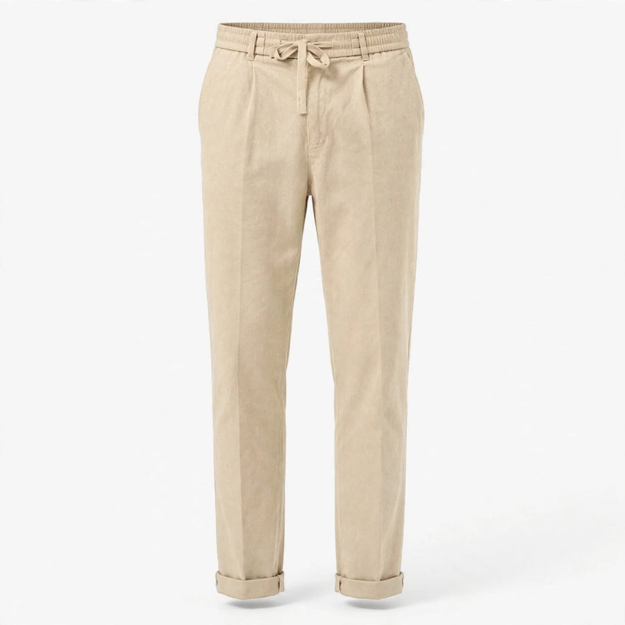 Men's Linen Pants | Drawstring Waist Relaxed Fit Tapered Leg