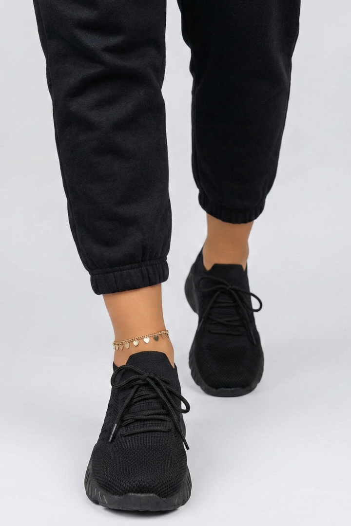 Women's Sneakers | Knit Upper Lace-Up Low-Top Textured Sole