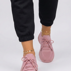 Women's Sneakers | Knit Upper Lace-Up Low-Top Textured Sole