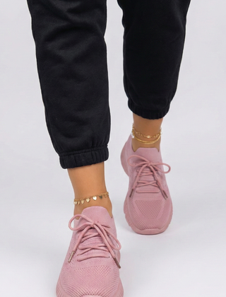 Women's Sneakers | Knit Upper Lace-Up Low-Top Textured Sole
