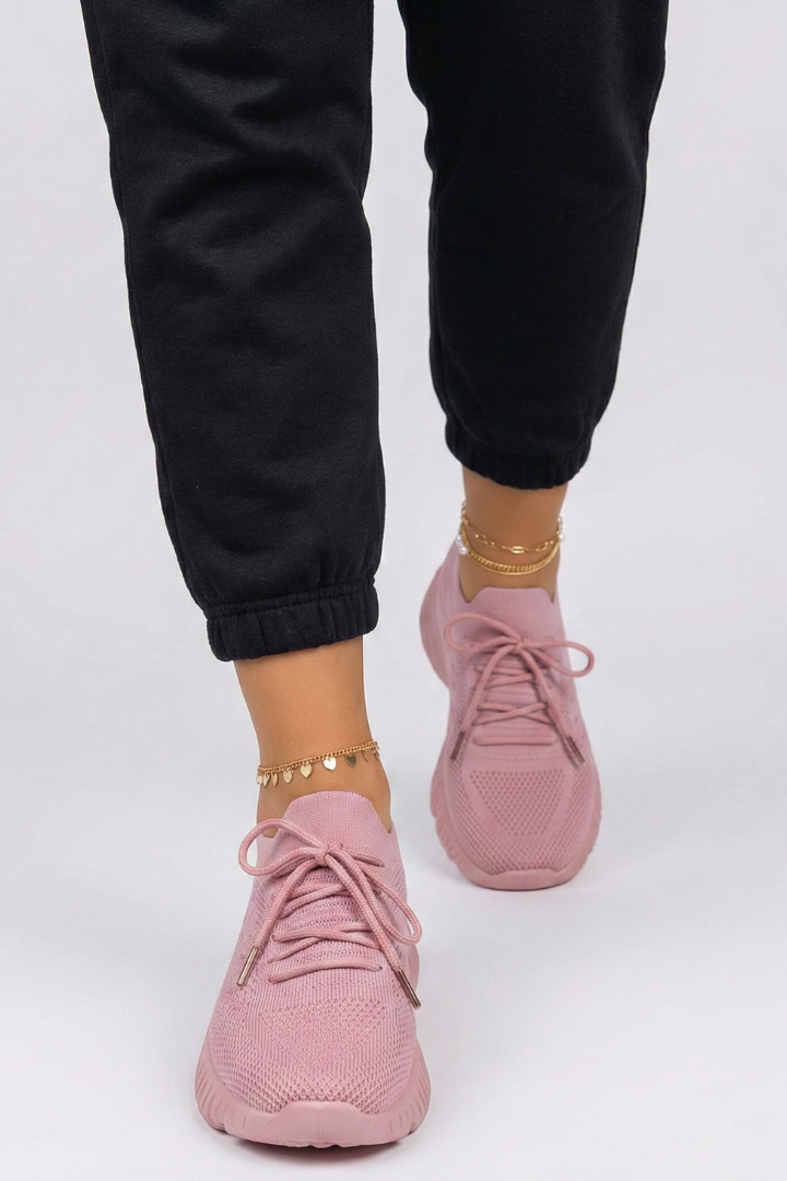 Women's Sneakers | Knit Upper Lace-Up Low-Top Textured Sole