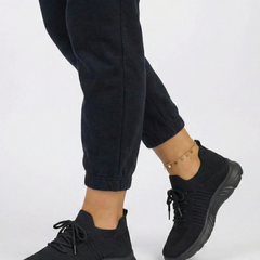 Women's Sneakers | Knit Upper Lace-Up Low-Top Textured Sole