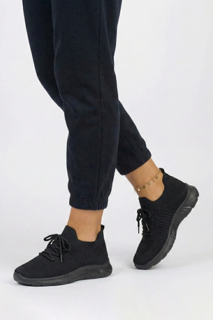 Women's Sneakers | Knit Upper Lace-Up Low-Top Textured Sole