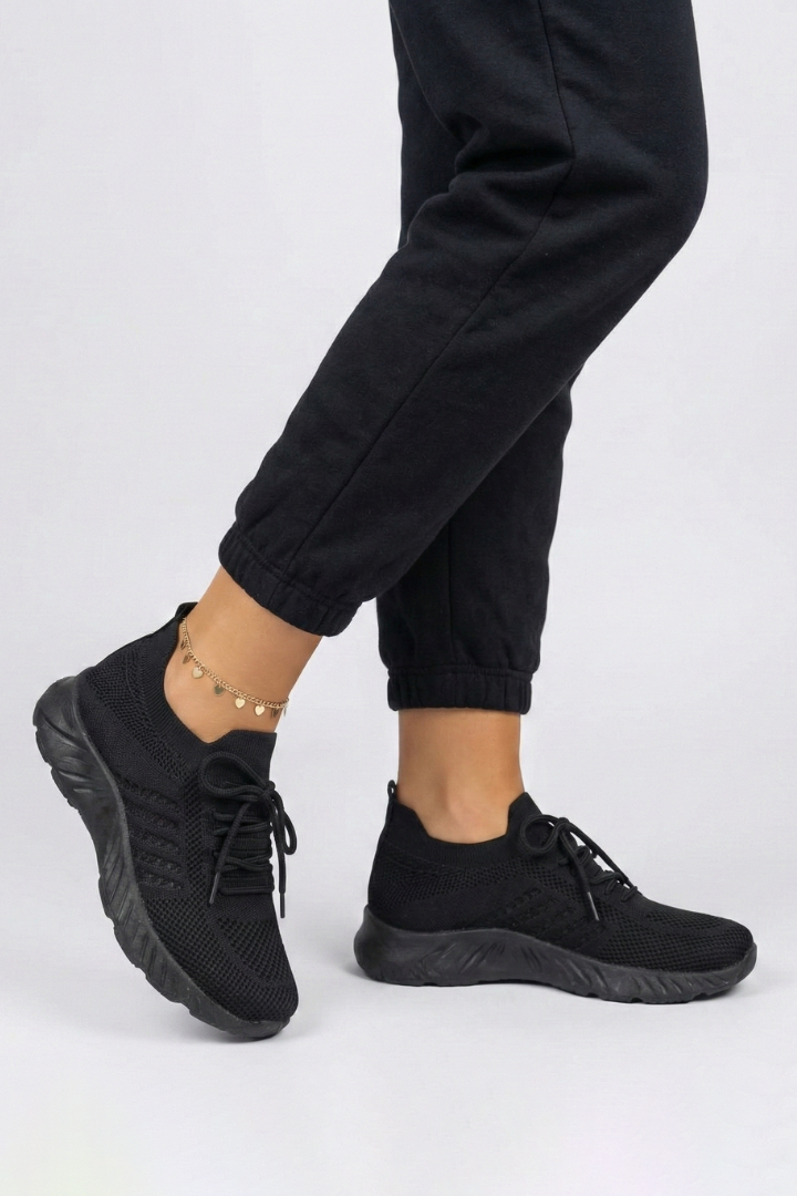 Women's Sneakers | Knit Upper Lace-Up Low-Top Textured Sole