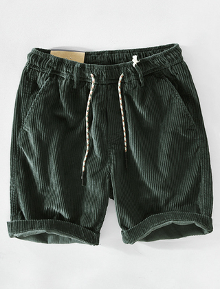 Men's Tailored Shorts | Drawstring Waist Corduroy Relaxed Fit