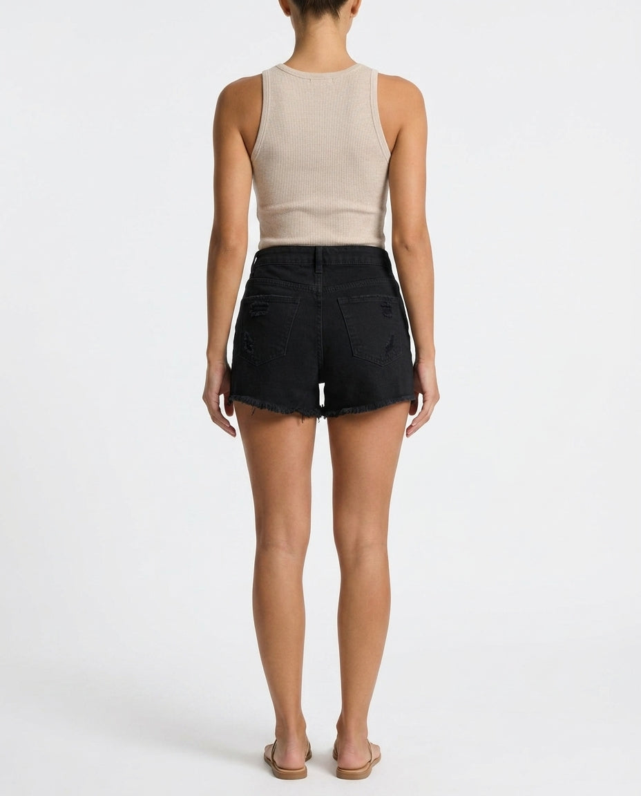 Women's Mini Shorts | Distressed Denim High Waist