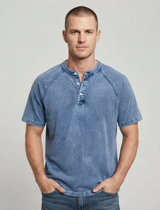 Men's Henley | Short Sleeve Denim Button Placket