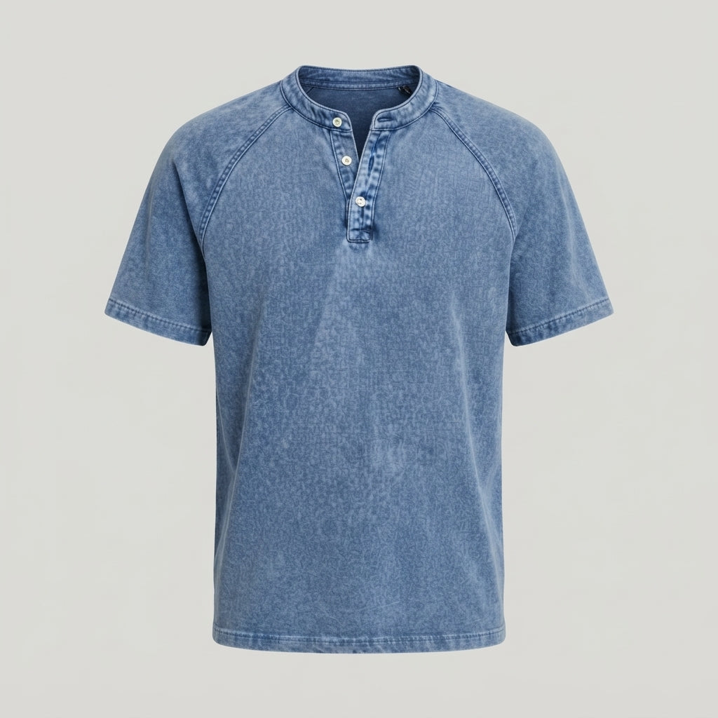 Men's Henley | Short Sleeve Denim Button Placket