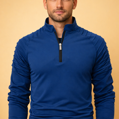 Men's Long Sleeve Top | Half Zip Neck Stretch Knit