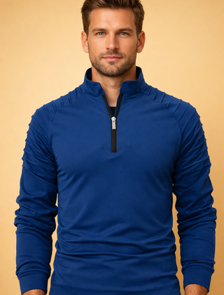 Men's Long Sleeve Top | Half Zip Neck Stretch Knit