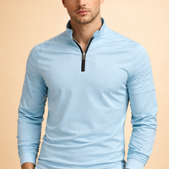 Men's Long Sleeve Top | Half Zip Neck Stretch Knit