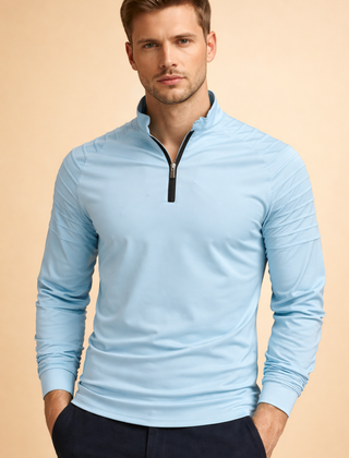Men's Long Sleeve Top | Half Zip Neck Stretch Knit