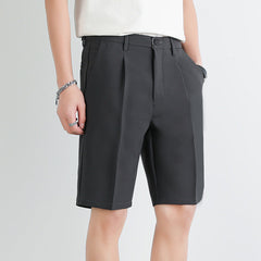 Men's Work Shorts | Straight-Leg Pleated Button Closure