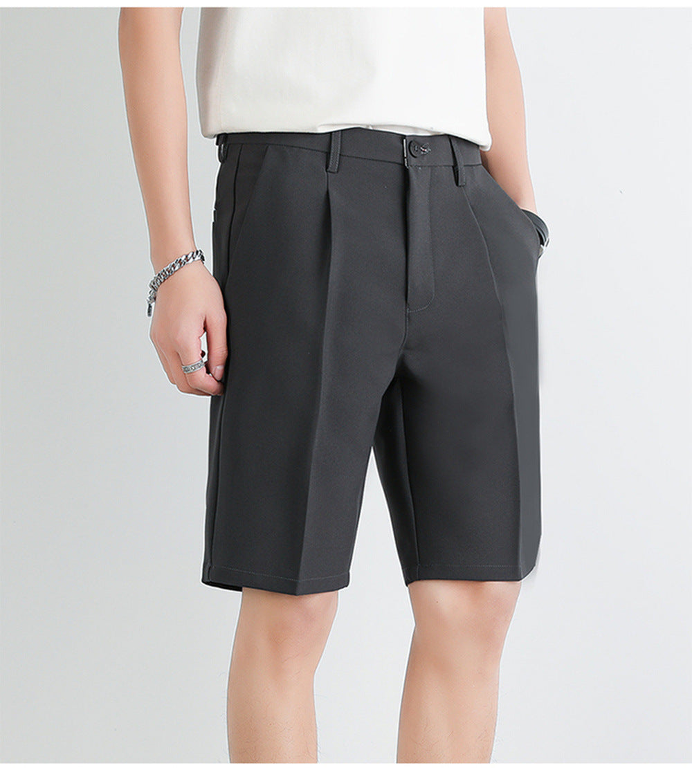 Men's Work Shorts | Straight-Leg Pleated Button Closure