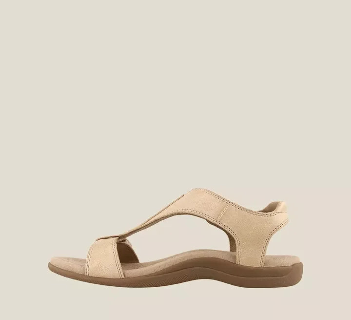 Women's Slide | T-Strap Arch Support Leather Cushioned