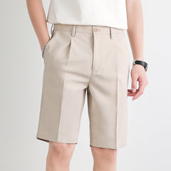 Men's Work Shorts | Straight-Leg Pleated Button Closure