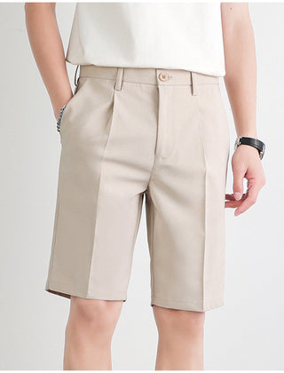 Men's Work Shorts | Straight-Leg Pleated Button Closure
