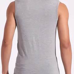 Men's Singlet Top | Crew Neck Knit Sleeveless Stretch