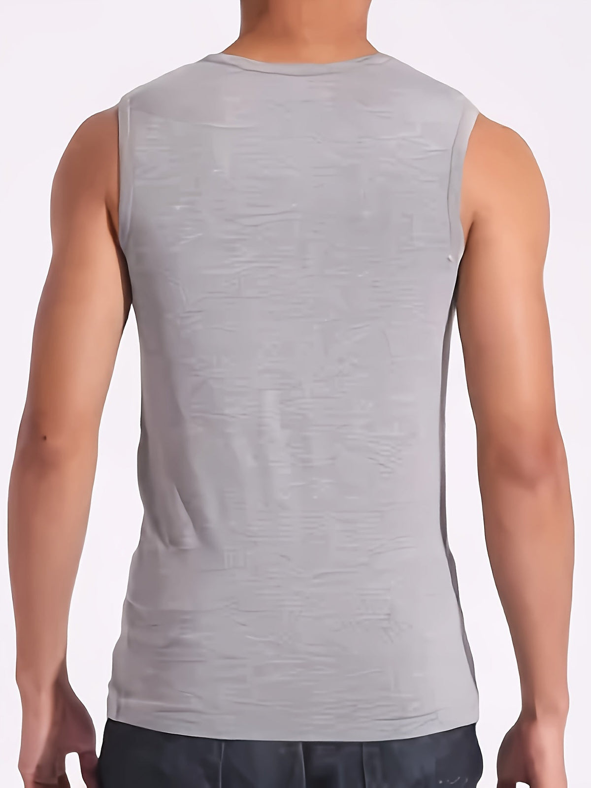 Men's Singlet Top | Crew Neck Knit Sleeveless Stretch