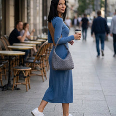 Women's Shoulder Bag | Woven Vegan Suede Quilted Hand-Woven