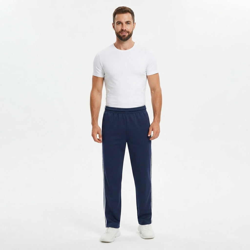 Men's Track Pants | Drawstring Waist Side Stripe Relaxed Fit