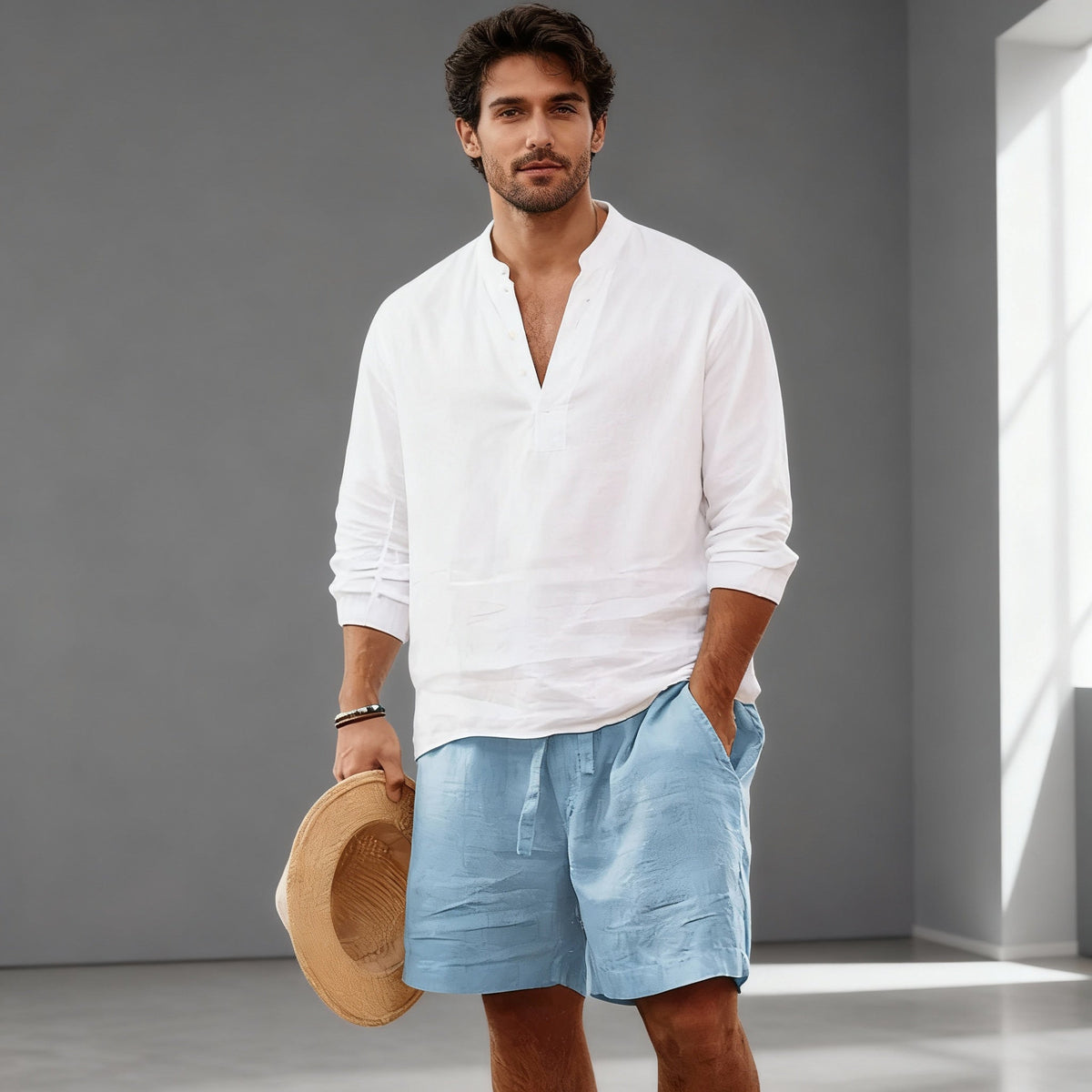 Men's Linen Shorts | Drawstring Waist Relaxed Fit Lightweight