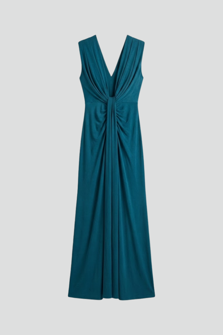 Women's Formal Dress | Maxi Deep V-Neck Sleeveless Pleated