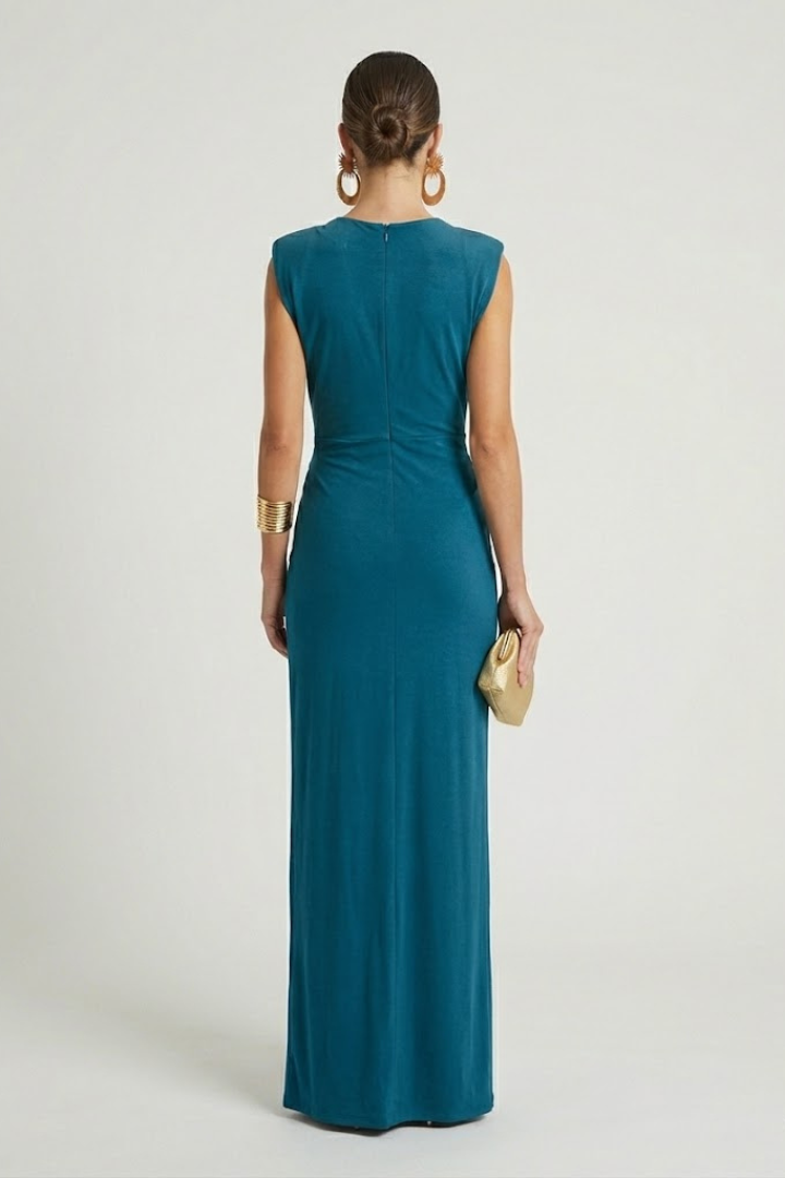 Women's Formal Dress | Maxi Deep V-Neck Sleeveless Pleated