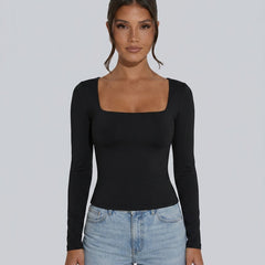 Women's Top | Square Neck Long Sleeve Knit