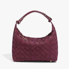 Women's Shoulder Bag | Woven Vegan Suede Quilted Hand-Woven