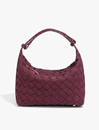 Women's Shoulder Bag | Woven Vegan Suede Quilted Hand-Woven