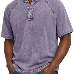Men's Henley | Short Sleeve Denim Button Placket