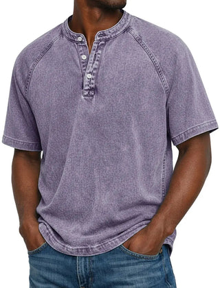 Men's Henley | Short Sleeve Denim Button Placket