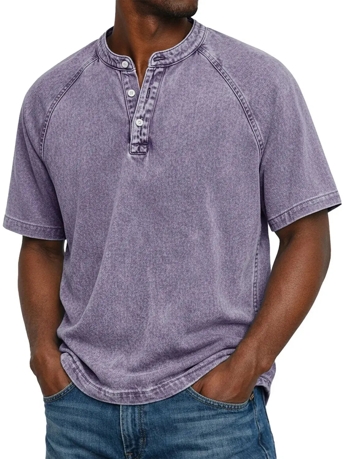 Men's Henley | Short Sleeve Denim Button Placket