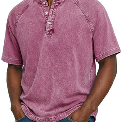 Men's Henley | Short Sleeve Denim Button Placket