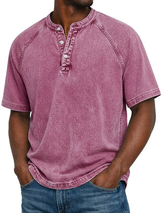 Men's Henley | Short Sleeve Denim Button Placket