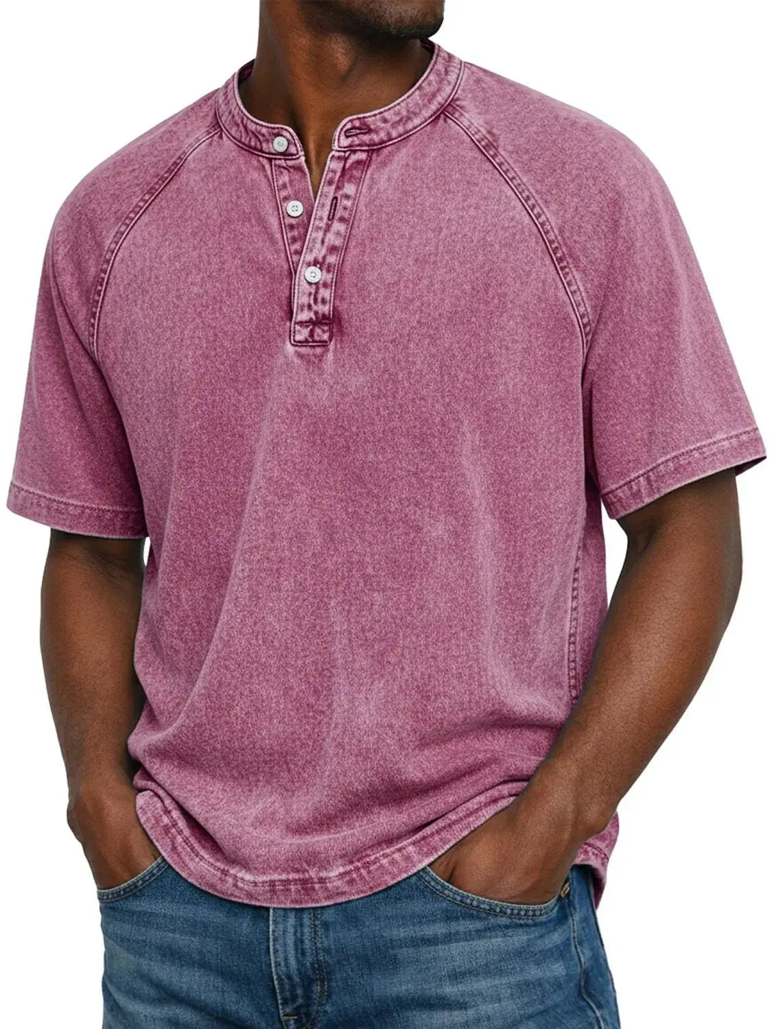 Men's Henley | Short Sleeve Denim Button Placket