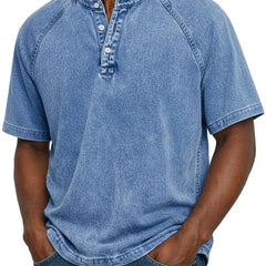 Men's Henley | Short Sleeve Denim Button Placket