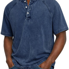 Men's Henley | Short Sleeve Denim Button Placket