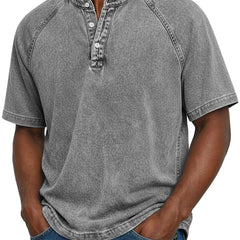 Men's Henley | Short Sleeve Denim Button Placket
