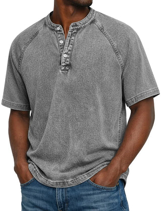 Men's Henley | Short Sleeve Denim Button Placket