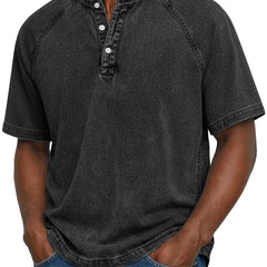 Men's Henley | Short Sleeve Denim Button Placket