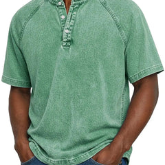 Men's Henley | Short Sleeve Denim Button Placket