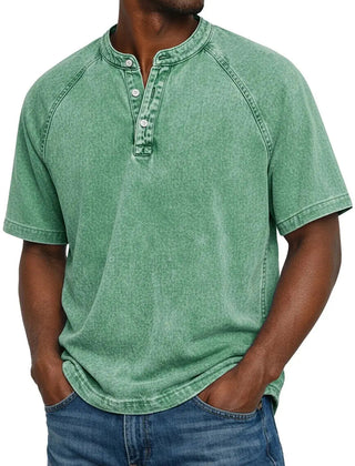 Men's Henley | Short Sleeve Denim Button Placket