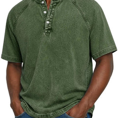 Men's Henley | Short Sleeve Denim Button Placket