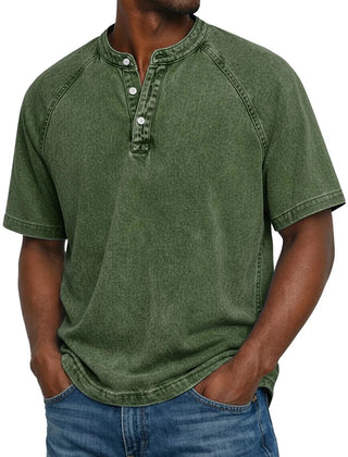 Men's Henley | Short Sleeve Denim Button Placket