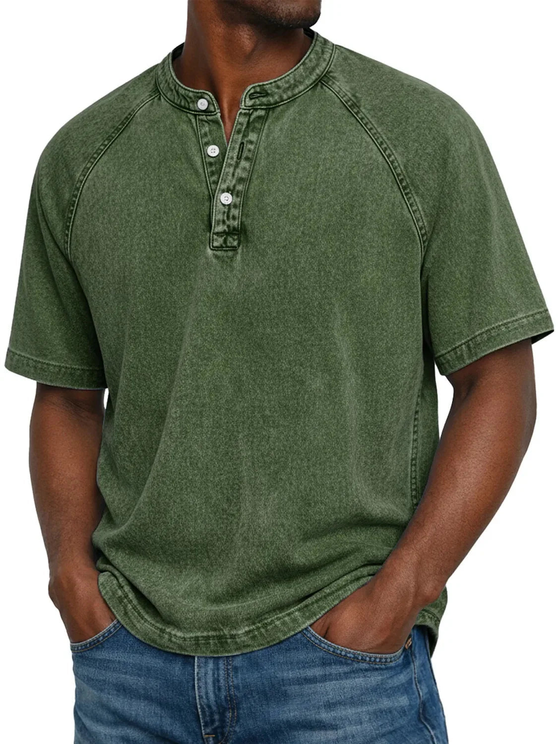 Men's Henley | Short Sleeve Denim Button Placket